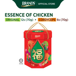 BRAND'S Essence of Chicken Original 12's + Cordyceps 6s (70gm) CNY Gift Pack